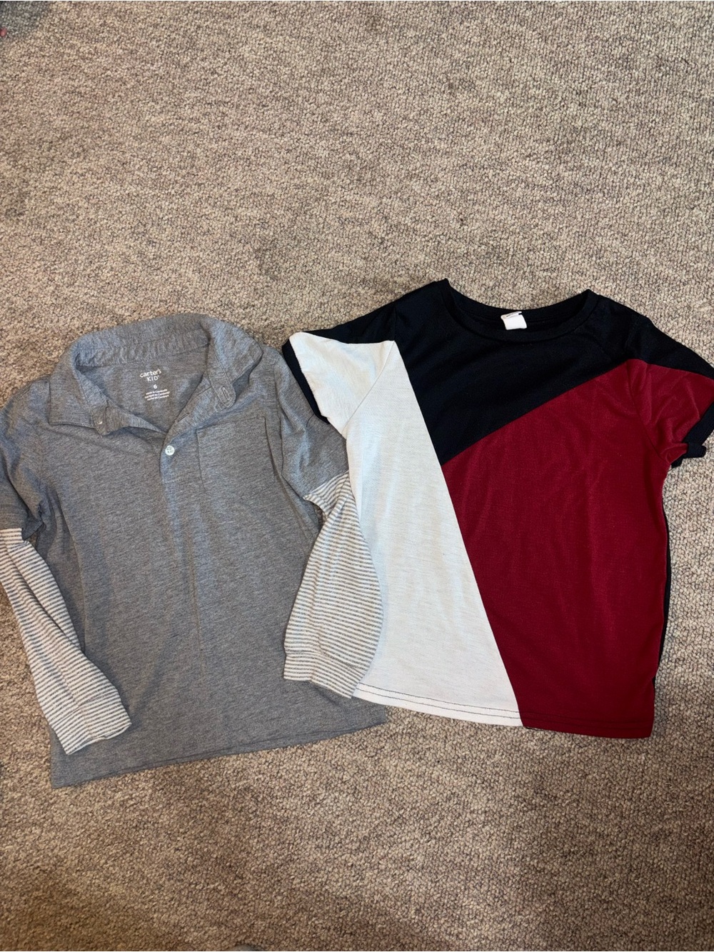 Kids Colorblock Short Sleeve Top - Black, Maroon & White